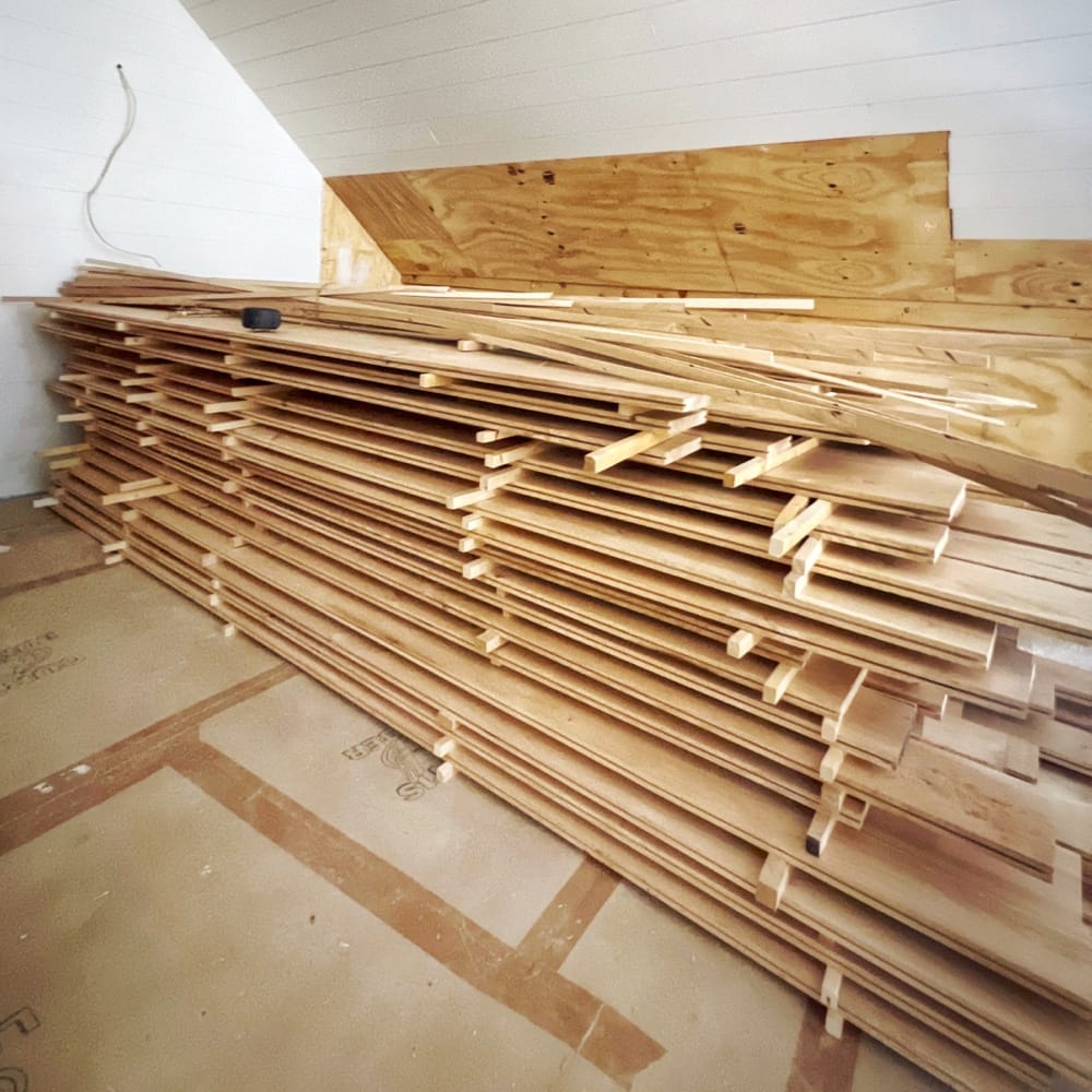 Acclimating Ash & Elm Flooring in the Lumber Loft (Photo: R.P. Murphy)