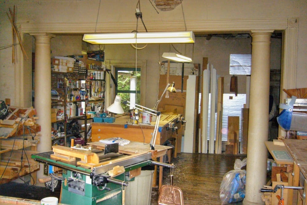 Columns in previous owner's workshop, present day dining room (Photo: Geo Davis)
