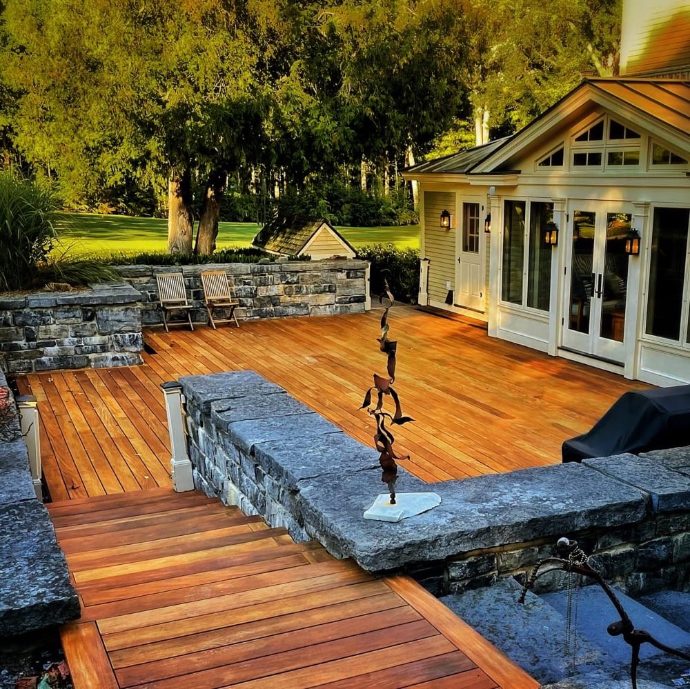 Newly Installed and Oiled Garapa Decking, September 2022 (Source: Eric Crowningshield)