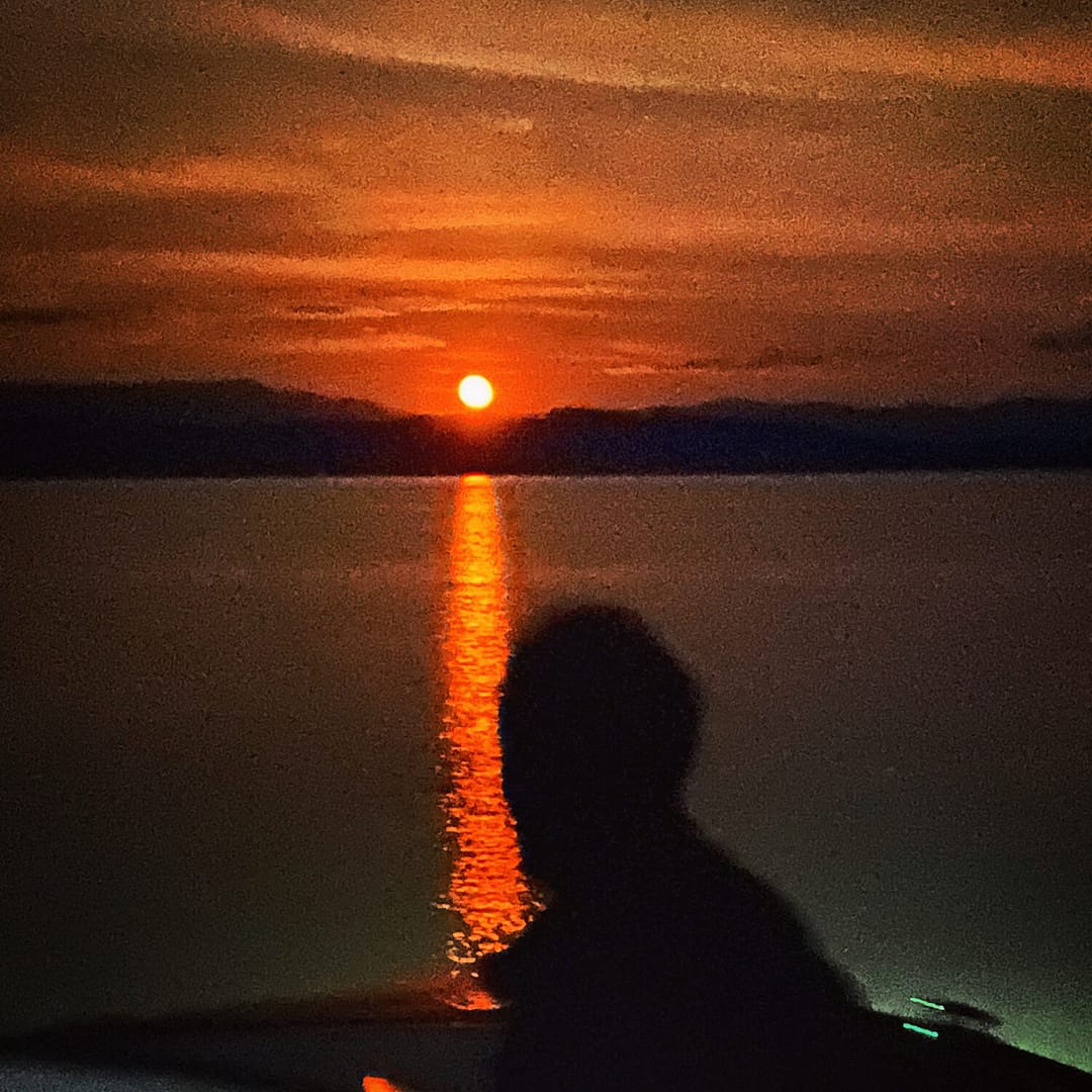 Green Mountain moonrise over Lake Champlain. Tricky to capture the surreal size and color of the moon as it burbles up out of Vermont's “Greens”. (Source: Geo Davis)