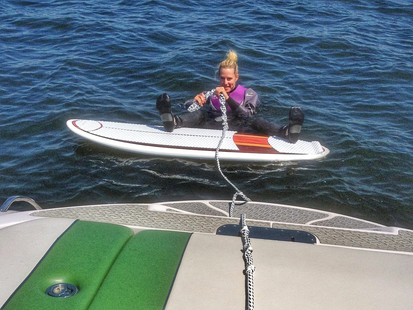 Susan’s 1st Season Wake Surfing, May 20, 2012 (Photo: Geo Davis)