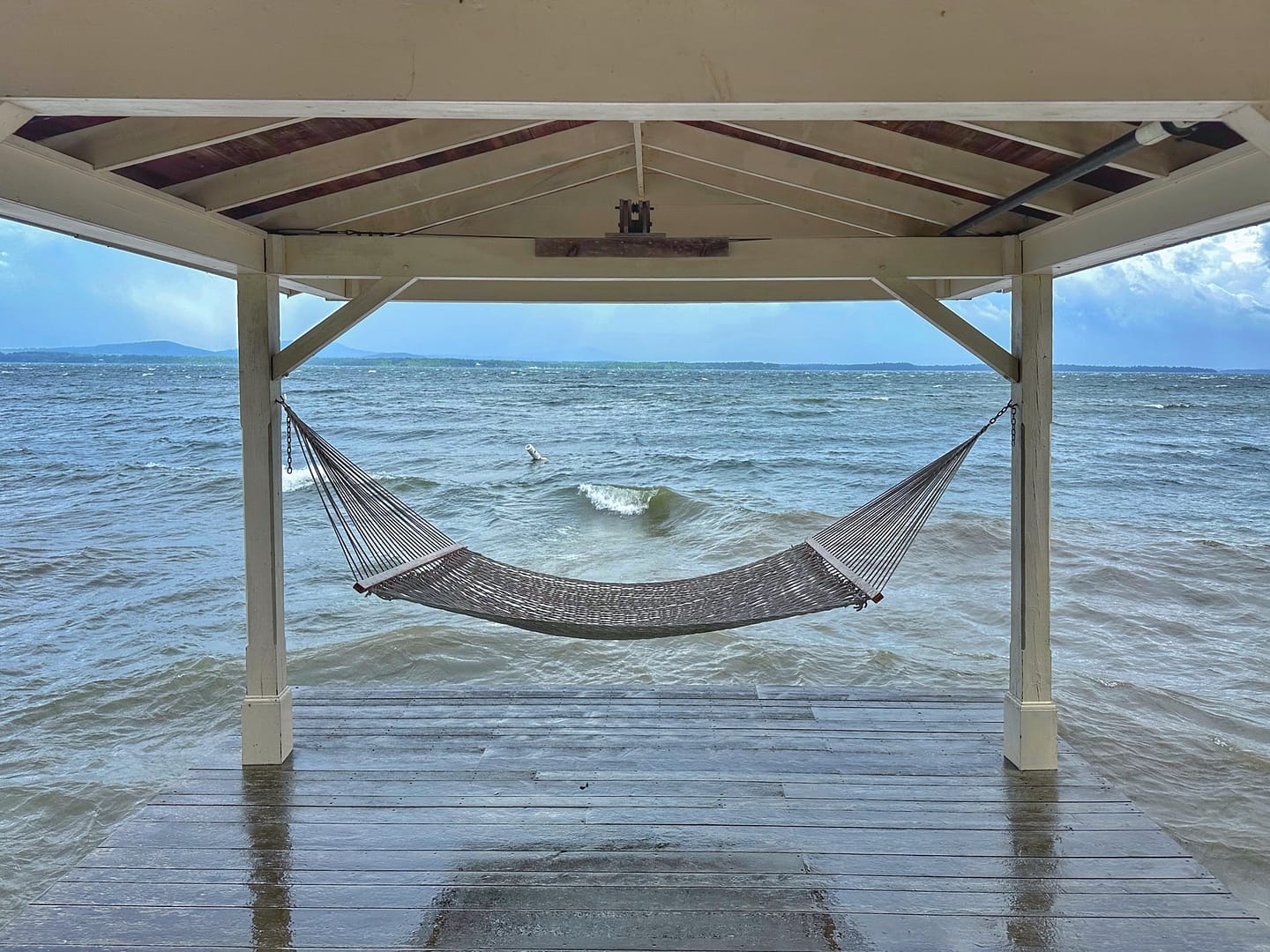 Wave Action from Boathouse, August 9, 2024 (Source: Geo Davis)