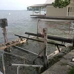 Boat Lift Moved in to Shallow(er) Water for Repair