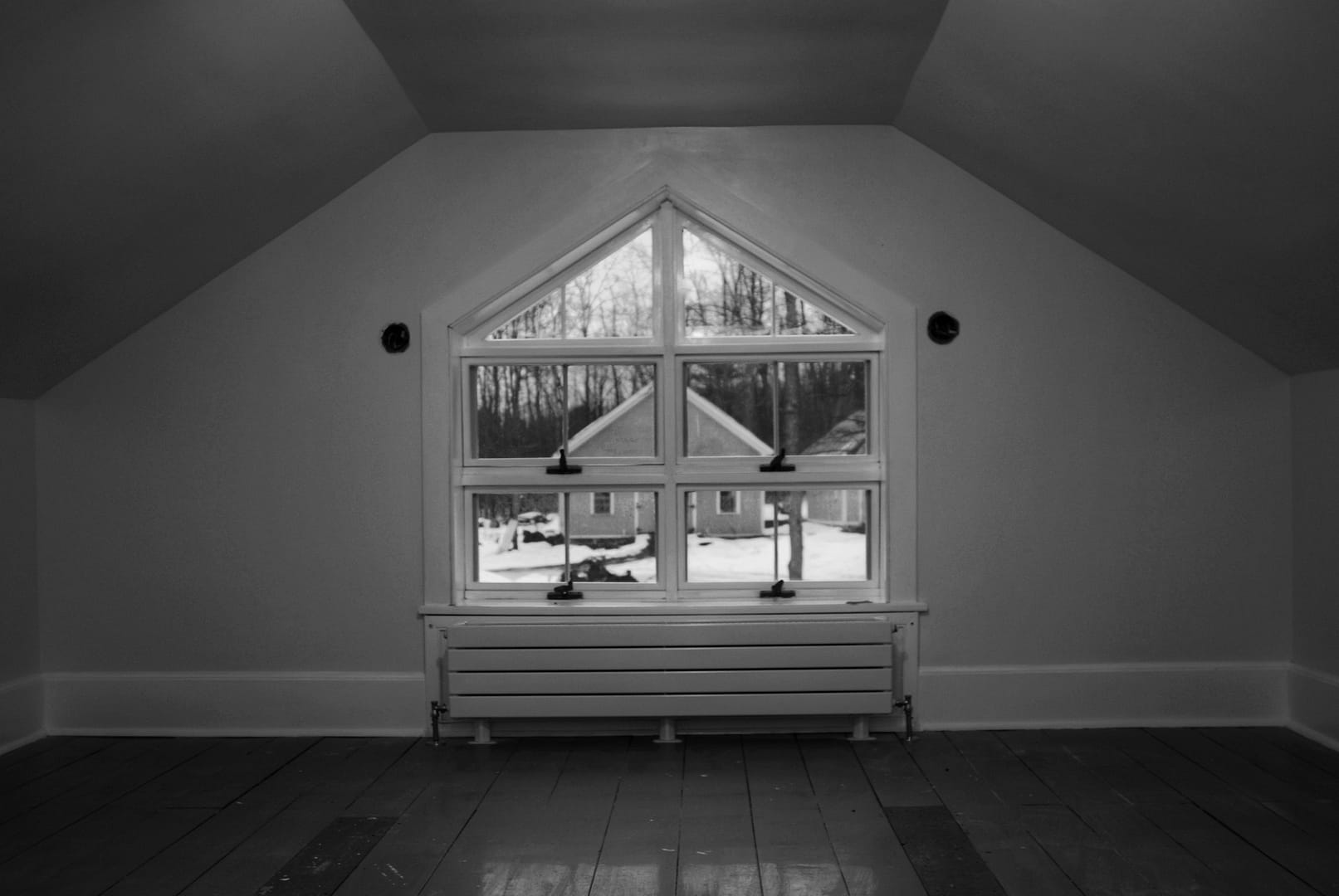 Rhymed Gables: Carriage Barn from Bunk Room, January 7, 2008 (Photo: Geo Davis)