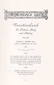 Title page of 1949 Adirondack Guide that feature Essex and Willsboro, and that includes a Sherwood Inn advertisement. (Source: Adirondack Guide via David Brayden)