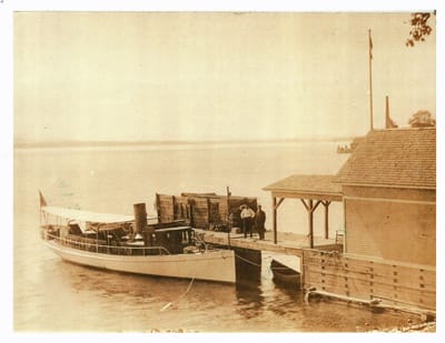 Kestrel, a 1892 Steam Yacht, at Rosslyn Boathouse in Essex, NY