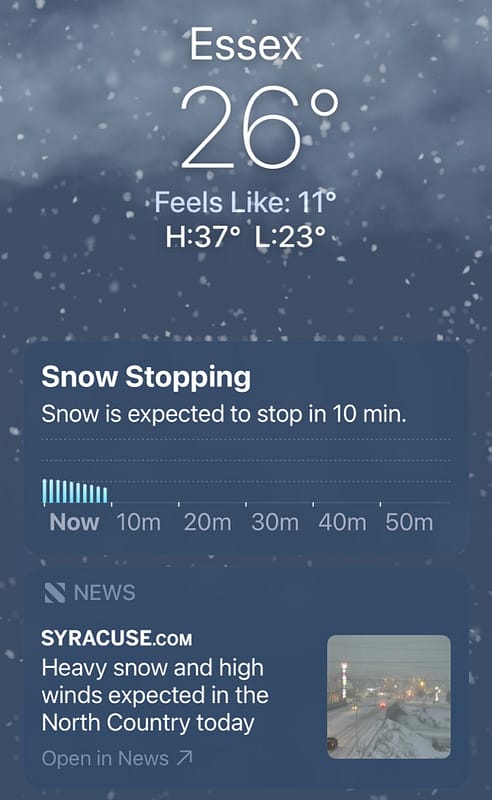 From Rain to Snow Today (Apple Weather)