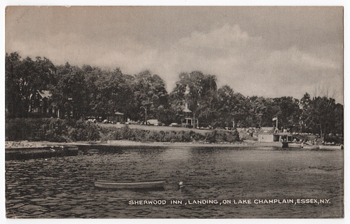 Vintage postcard of Rosslyn. Caption reads: Sherwood Inn, Landing, on Lake Champlain. Vintage postcard of Rosslyn. Caption reads: Sherwood Inn, Landing, on Lake Champlain.