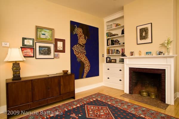 Geo’s Study, August 7, 2009 (Photo: © Nancie Battaglia) A scene in the Essex, NY home of George Davis and Susan Bacot-Davis. The circa 1823 home underwent a comprehensive three-year green rehabilitation between 2006 and 2009. Variously known as Rosslyn, the W.D. Ross Mansion, and the Sherwod Inn, the property is once again known as Rosslyn, the original name given by the Ross family.