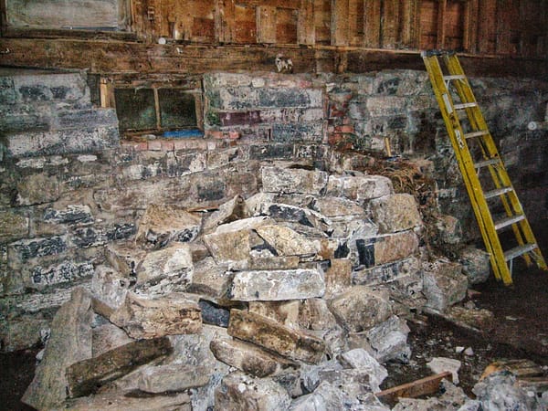 West Elevation While Busting Out Cistern Walls in Basement, December 29, 2006 (Photo: Geo Davis)