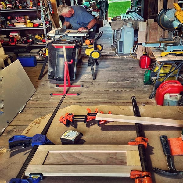 Peter Vaiciulis Milling Coffee Bar Drawer Fronts, July 22, 2023 (Photo: Geo Davis)