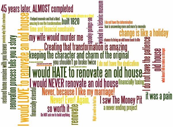 I would love/hate to renovate an old house because... I would love/hate to renovate an old house because...