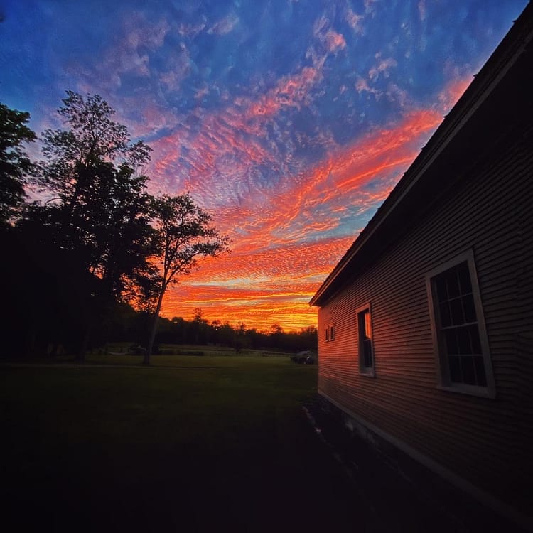 Tie dye dome reflects on carriage barn’s West façade (Source: Geo Davis) Tie dye dome reflects on carriage barn’s West façade (Source: Geo Davis)