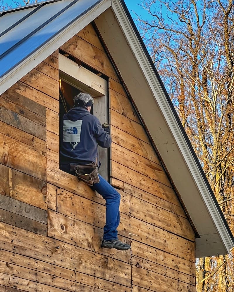 Icehouse Interior, Hroth framing East elevation gable window (Photo: R.P. Murphy)